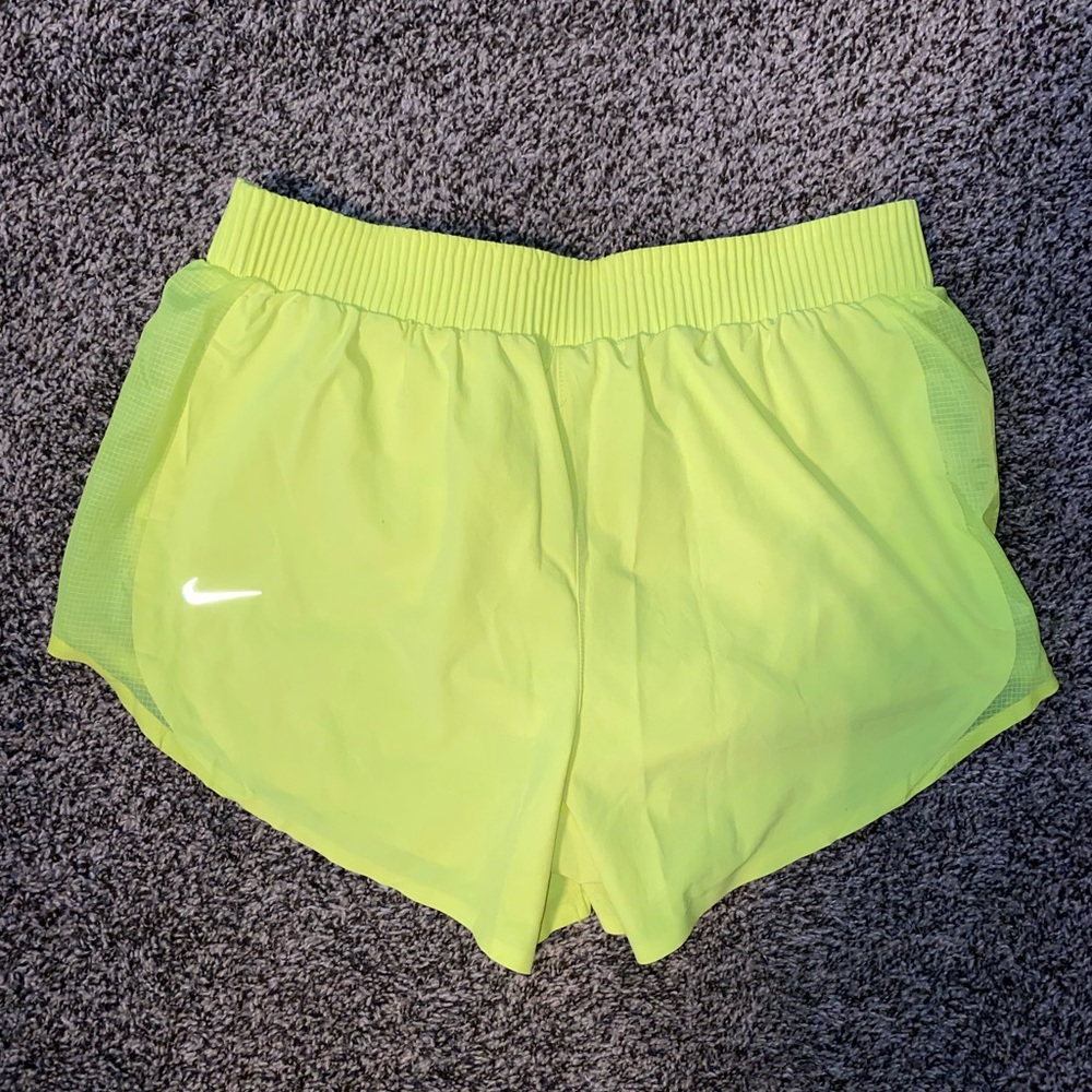 Nike workout shorts: neon yellow// size small// liner